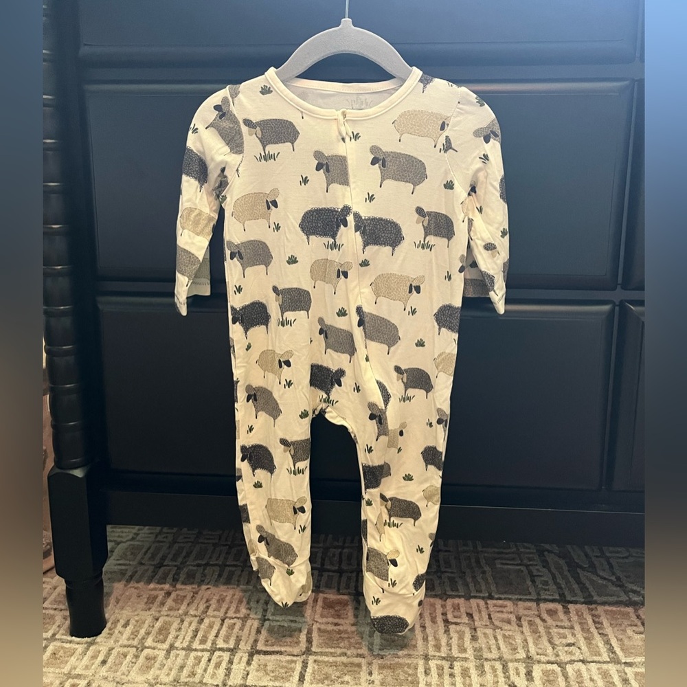 Mud Pie Sheep Footies One Piece, 3-6M like new